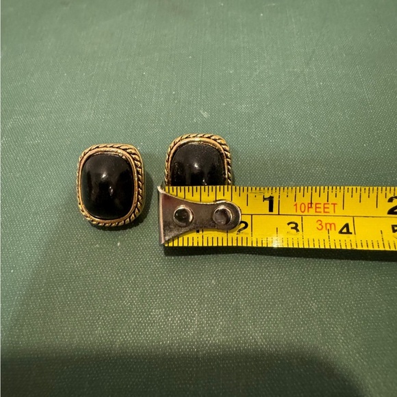 Vintage Gold & Navy Statement Earrings with Rope Gold Detailing - Picture 5 of 5